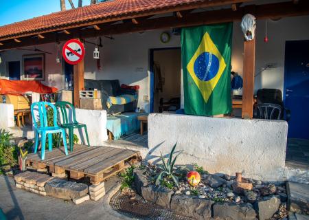 Each room has a small porch