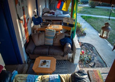 Each room has a small porch